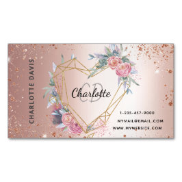 Rose Gold Glitzer Rosa Blütenschminke Schönheit Magnetische Visitenkarte