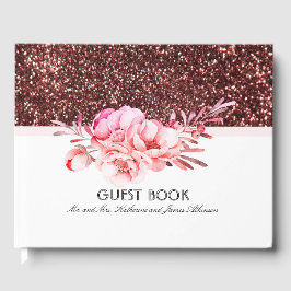 Rose Gold Glitzer Rosa Bouquet Hochzeit Gästebuch