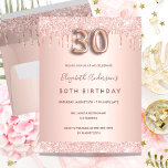 Rose Gold Glitzer Rosa Einladung zum 30. Geburtsta Postkarte<br><div class="desc">Ein modernes, stilvolles und glamouröses Party zum 30. Geburtstag. Ein Imitat Rose gold metallische Hintergrund mit einem eleganten Imitat Rose Gold Glitzer Tropfen, Farbe Tropfen aussehen. Der Name ist mit einer modernen dunklen Rose goldfarbenen Handschrift geschrieben, die als Stilschrift dient. Personalisieren Sie Ihre Party-Daten und fügen Sie sie hinzu. Nummer...</div>