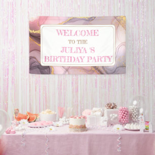 Rose Gold Glitzer Rosa Geburtstagsempfang Banner