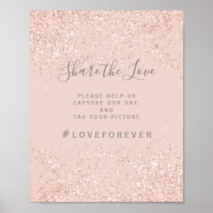 Rose Gold Glitzer Rosa Hochzeitszeichen Poster