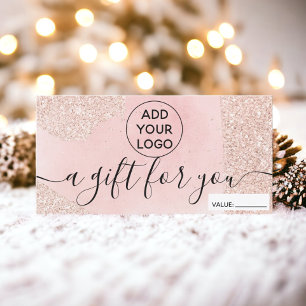 Rose Gold Glitzer Rosa Logo Geschenkgutschein