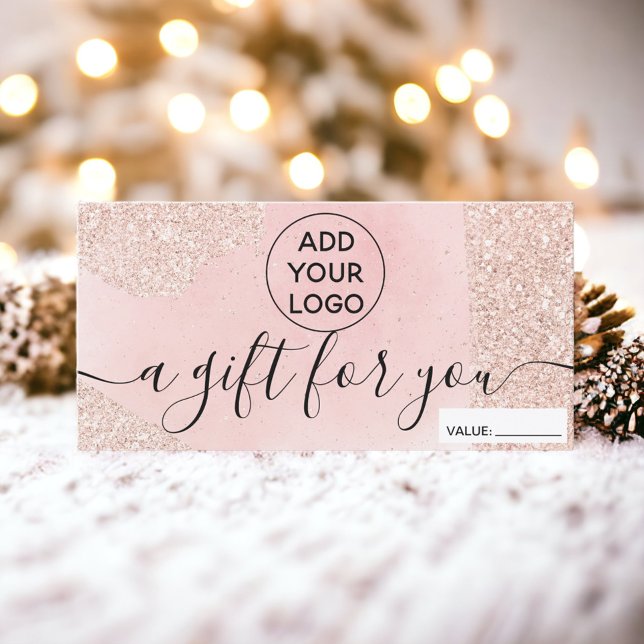 Rose Gold Glitzer Rosa Logo Geschenkgutschein (Rose gold glitter pink logo gift certificate)
