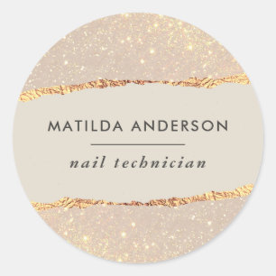 Rose Gold Glitzer rosa mädchenhaft elegant modern Runder Aufkleber