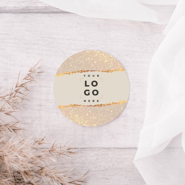 Rose Gold Glitzer rosa mädchenhaftes, modernes Log Runder Aufkleber (Von Creator hochgeladen)