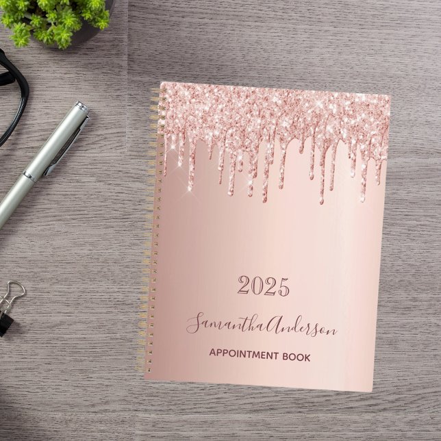 Rose Gold Glitzer Rosa Monogramm 2023 Planer (Von Creator hochgeladen)