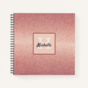 Rose Gold Glitzer rosa Monogramm Notizbuch