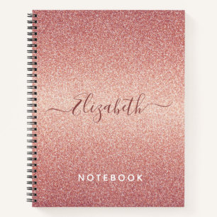 Rose Gold Glitzer Rosa Namensschrift Notizbuch