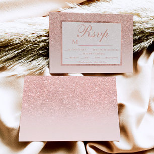 Rose Gold Glitzer Rosa Ober UAWG Hochzeit RSVP Karte