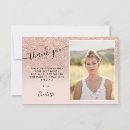 Rose Gold Glitzer Rosa ombre 3 Fotos Sweet 16 Dankeskarte