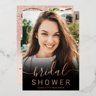 Rose Gold Glitzer Rosa ombre 5 Foto Brautparty Folieneinladung