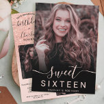 Rose Gold Glitzer Rosa ombre 5 Foto süß 16 Einladung<br><div class="desc">Moderne,  hübsche Rosa Rosa Gold Glitzer Farbton mit weich pastellfarbenen Rosa Sweet 16 Geburtstagsfeier Einladung mit 5 von Ihrem eigenen Foto mit Glitzer ombre Muster verblassen auf einem rosa Hintergrund und eine moderne Stilkalligraphie.</div>
