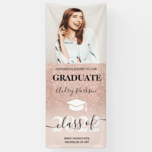 Rose Gold Glitzer Rosa ombre Foto Abschluss Banner