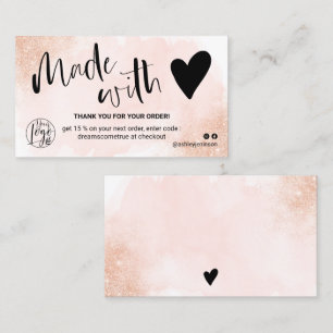 Rose Gold Glitzer Rosa Pinsellogo Vielen Dank Visitenkarte