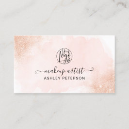 Rose Gold Glitzer Rosa Pinselstrich Logo-Make-up Visitenkarte