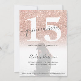 Rose Gold Glitzer Rosa Quinceanera Foto Einladung