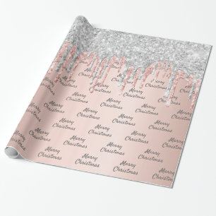 Rose Gold Glitzer Rosa Silberfunkel Weihnachten Geschenkpapier