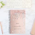 Rose Gold Glitzer Rosa Silbername 2025 Planer<br><div class="desc">Eine Rose goldener Hintergrund mit eleganter Rose Gold und Imitate silberne Glitzer Tropfen, Farbe Tropflook. Vorlage für ein Jahr. Personalisieren und einen Namen hinzufügen. Der Name ist in dunklem Rose Gold geschrieben, mit einem großen, modernen Handschrift-Schrift mit Swashes. Ideal für Schule, Arbeit oder Organisation Ihres Privat-/Familienlebens. Um die Swashes behalten,...</div>