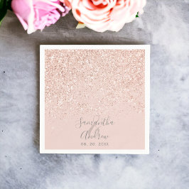 Rose Gold Glitzer Rosa Typografie Hochzeit Serviette
