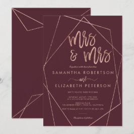 Rose Gold Glitzer Rotes Terrarium Lesben Hochzeit Einladung