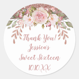 Rose Gold Glitzer Runder Aufkleber