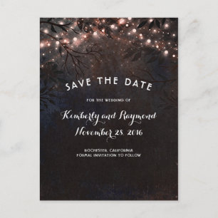 Rose Gold Glitzer Rustikale Natur Save the Date Ankündigungspostkarte
