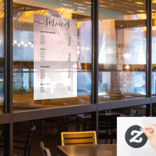 Rose Gold Glitzer Salon Preisliste Menü Fensteraufkleber