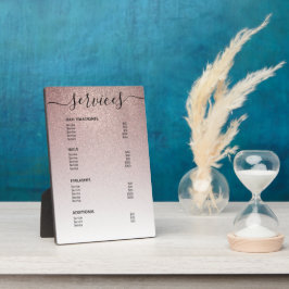 Rose Gold Glitzer Salon Preisliste Menü Fotoplatte