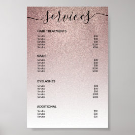 Rose Gold Glitzer Salon Preisliste Menü Poster
