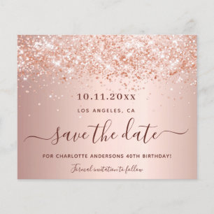 Rose Gold - Glitzer Save the Date Flyer