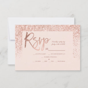 Rose Gold Glitzer Schick Rosa uAwg Hochzeit RSVP Karte