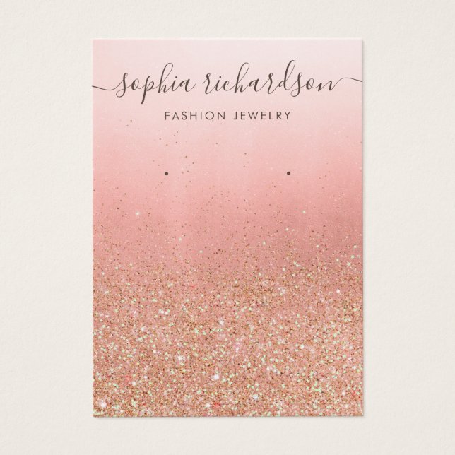 Rose Gold Glitzer Schmuck Ohrring-Display-Karte (Vorderseite)