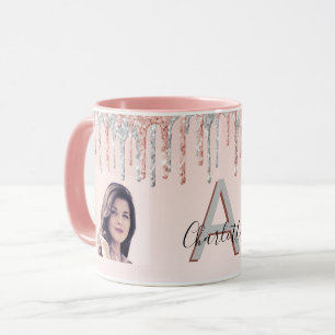 Rose Gold Glitzer Schwarz Foto Tasse