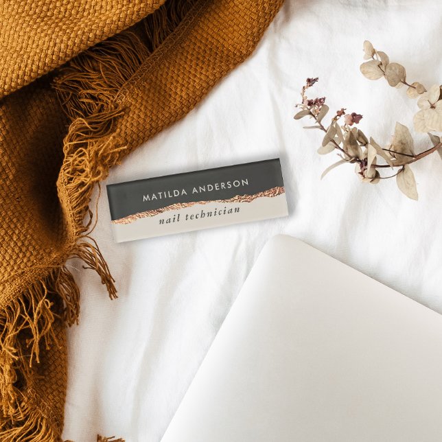 Rose Gold Glitzer Schwarz Girly elegante moderne C Namenschild (Von Creator hochgeladen)