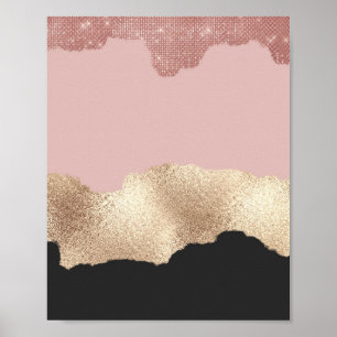 Rose Gold Glitzer Schwarz Rosa Abstrakt Giro del M Poster