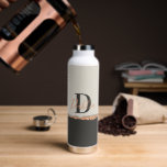 Rose Gold Glitzer Schwarz Rosa moderne Monogramm Trinkflasche<br><div class="desc">Rose Gold Glitzer Schwarz Rosa,  Rose Gold Schwarz Moderne Monogramm Name Geschenkflasche</div>