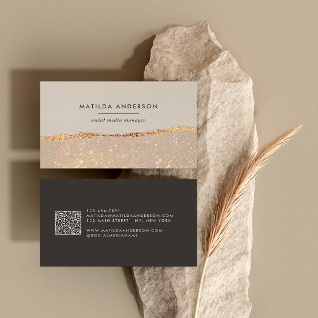 Rose Gold Glitzer Schwarz Rosa moderne QR CODE Visitenkarte (Von Creator hochgeladen)