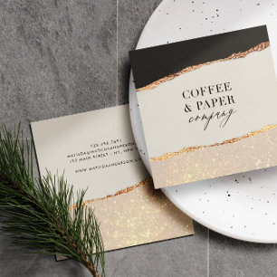 Rose Gold Glitzer Schwarz Rosa moderne viereckige  Quadratische Visitenkarte