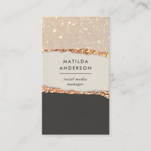 Rose Gold Glitzer Schwarz Rosa moderne viereckige  Visitenkarte