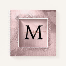 Rose Gold Glitzer Script Monogram Notizbuch