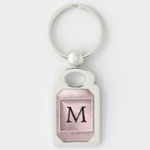 Rose Gold Glitzer Script Monogram Schlüsselanhänger