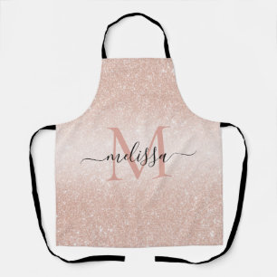 Rose Gold Glitzer Script Name Monogram Schürze