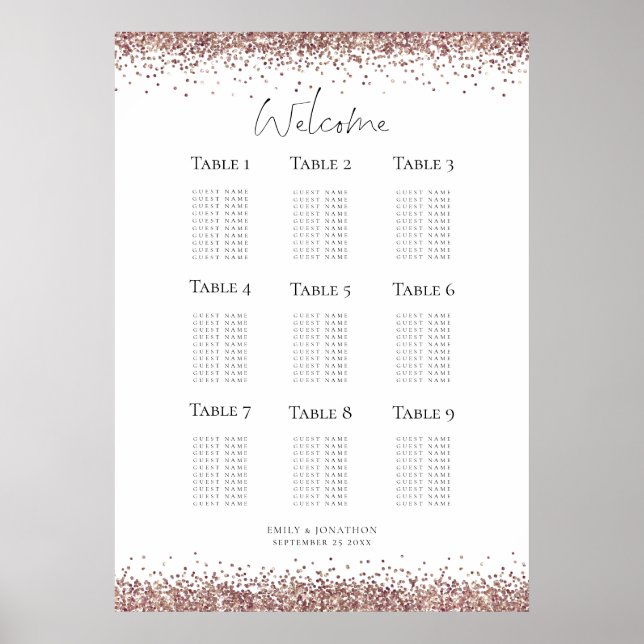 Rose Gold Glitzer Script Willkommenssymbol Poster (Vorne)