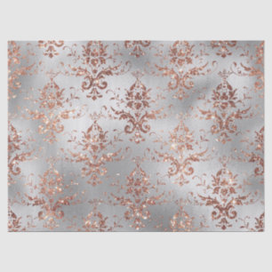 Rose Gold Glitzer Scroll Arbeiten an der Grau-Deco Seidenpapier