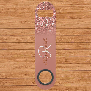 Rose Gold Glitzer Sequin Look Monogram Stilvoll Speed Flaschenöffner