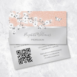 Rose Gold Glitzer Silver QR Code Visitenkarte