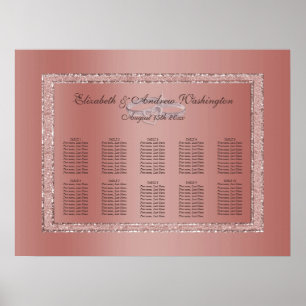 Rose Gold Glitzer & Silver Wedding Rings Poster
