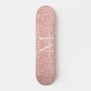 Rose Gold Glitzer Skateboard Individuelle Name Let