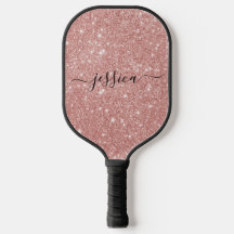 Rose Gold Glitzer Skriptname Pickleball Paddel
