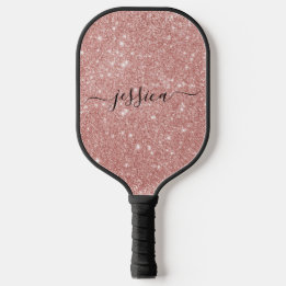 Rose Gold Glitzer Skriptname Pickleball Paddel Pickleball Schläger